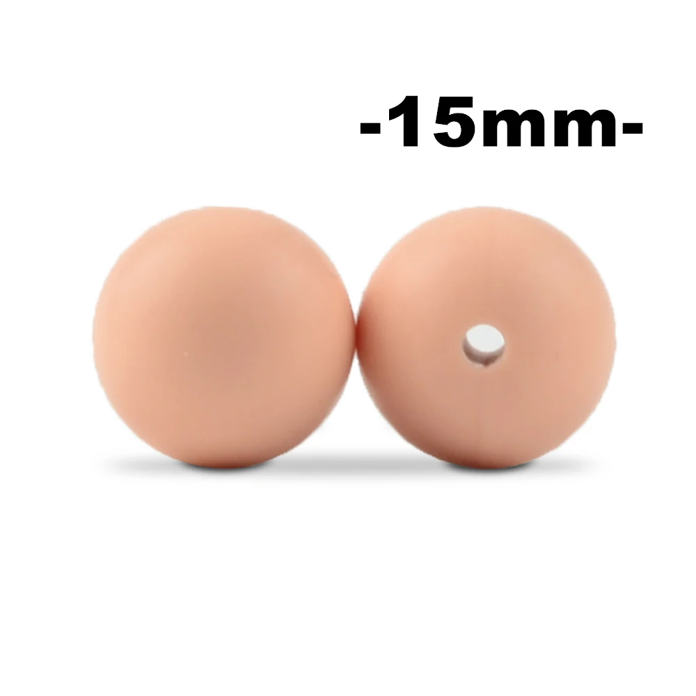 peachy LOFCA, 15 мм, 100 шт., силиконовые бусины для прорезывания зубов, Прорезыватель для зубов, ожерелье для кормления ребенка, соска, зажим для ухода за полостью рта, не содержит бисфенола, пищевой, цветной - Цвет: peachy