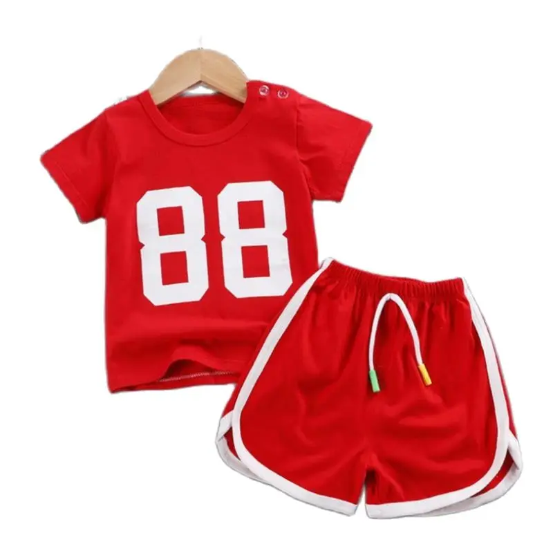 

summer Infant Sets Baby Boys girls letter printing Shorsleeve+Shorts outfits Cotton fashion motion suits toddler boy clothes
