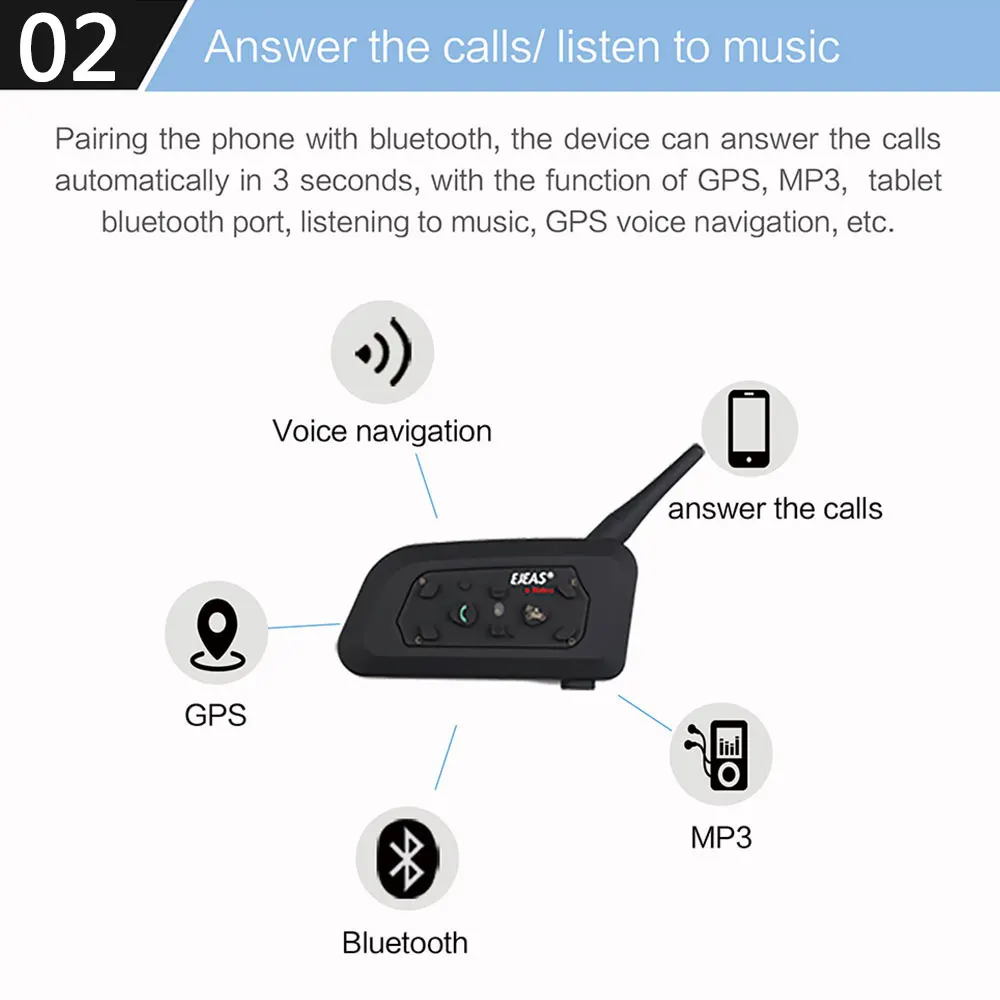  Vehemo V6 Pro Radio Helm Walkie Talkie GPS Motorrad Intercom Bluetooth Intercom FM Motor Ski für EJ