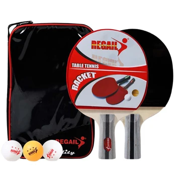 

Regail 8020 Table Tennis Ping Pong Racket Two Shake-Hand Grip Bat Paddle Three Balls Light Tip Heavy Handle Table Tennis Racket
