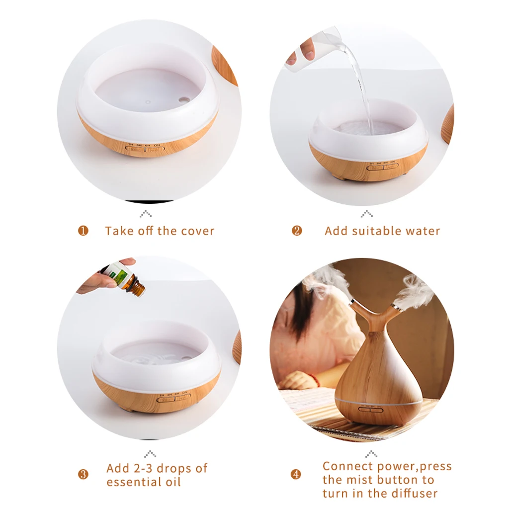 LED Air Humidifier Home Car Travel Office Essential Oil Air Diffuser Purifier Aroma air diffuser wood Ultrasonic air humidifier