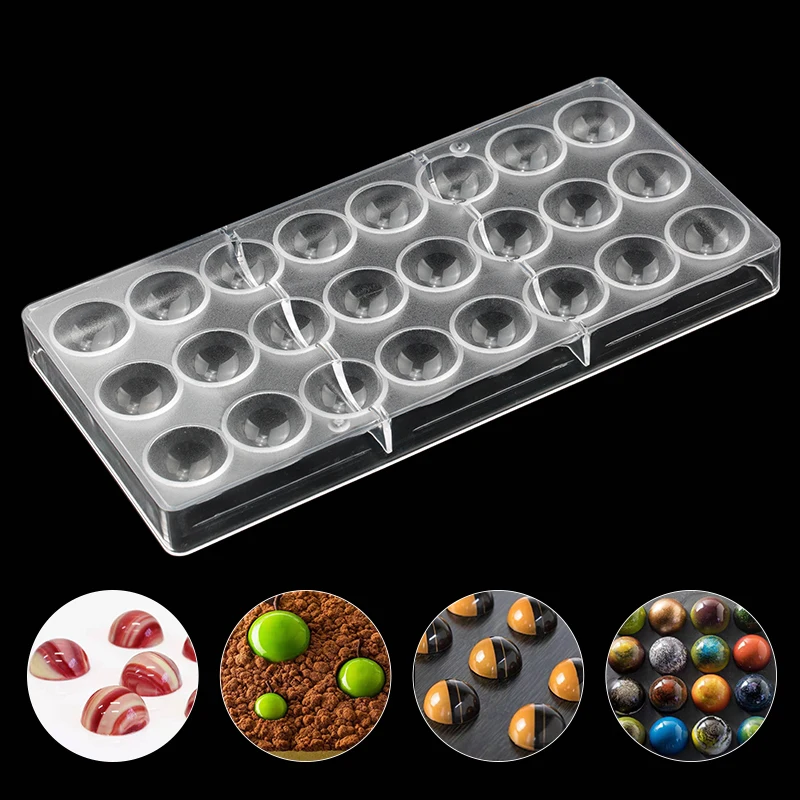 Clear Hard Chocolate Maker Polycarbonate PC DIY 24 Half Ball Candy Mold