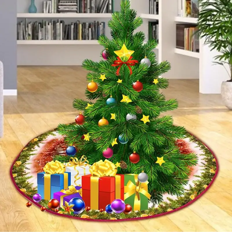 

Non-Woven Christmas Tree Skirt Daily Durability Luxurious Appearance Round Carpet for Home Floor Mat Party Tree Decor