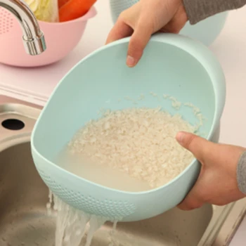 

Kitchen Thickened Rice Washing Utensils Appliances Screening Dense Holes Multi-purpose Plastic Rice Washing Basin Containers