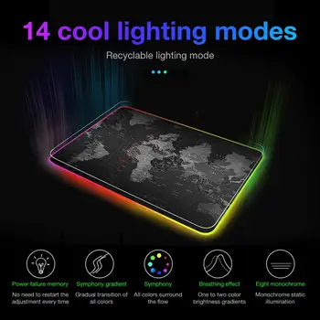 

Luminous Gaming Mouse Pad LED Lighting World Map RGB Led Backlight Mouse Keyboard Pad For PC Laptop Desk Keyboard