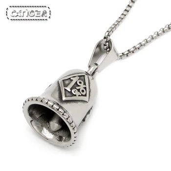 

Free Shipping Punk 316L Stainless Steel Silver color Black color One Percent 1%er Skull Biker Bell Pendant Jewelry