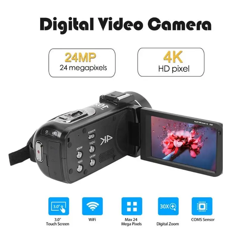 Ordro AC7 4K UHD Мини видеокамеры Cam FHD 24MP 120X цифровой зум цифровые видеокамеры 10X оптические WiFi DV
