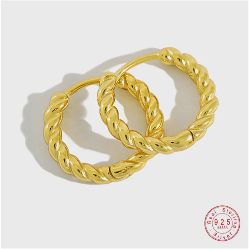 925 Sterling Silver Korean Version Simple Twisted Stud Earrings Women Fashion Temperament Wedding Party Jewelry Friendship Gift