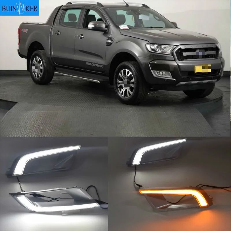 

2 предмета в комплекте, для Ford Ranger 2015 2016 2017 2018 светодиодный DRL Дневной светильник противотуманная фара желтый указатель поворота
