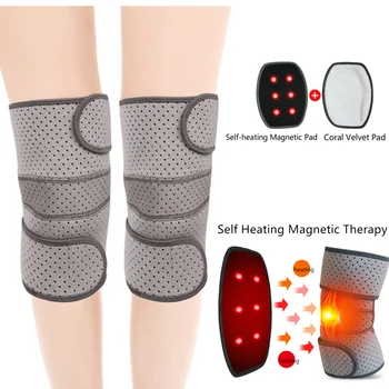

1 Pair Tourmaline Knee Support Brace Self-Heating Magnetic Knee Pads with Repalceable Thermal Pads Arthritis Joint Pain Relief