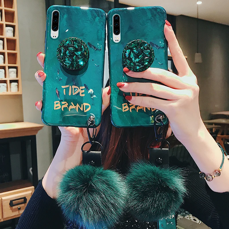 Силиконовый чехол со стразами и кольцом-держателем для телефона Huawei Honor V30 V30pro V20