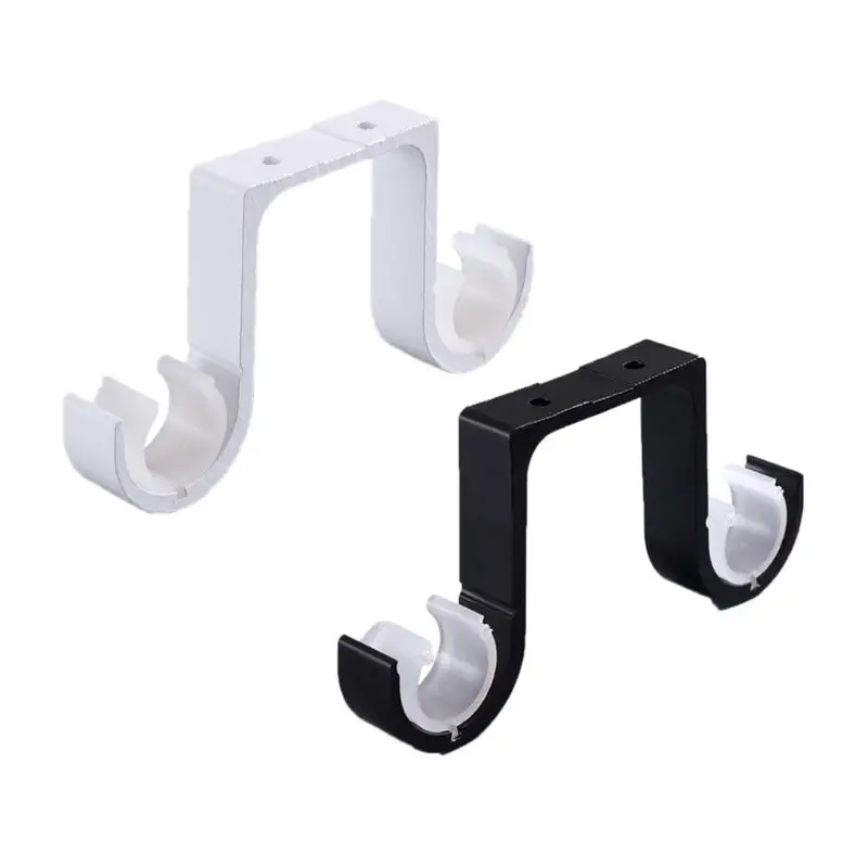 2pcs Double Curtain Rod Brackets Window Hardware Hook Holder Hanger Home Decor