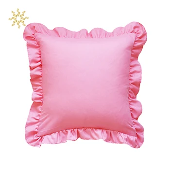 

45x45cm Elegant Jacquard Pink Pillowcase Bedding Cotton Solid Ruffle Pillow Sham Princess European Pillow Cover Protector