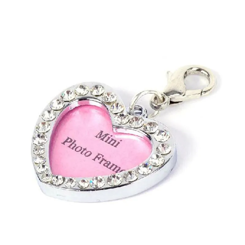 Мини-фоторамка со стразами для собак и кошек DIY LOVE/Star/Round Pink Puppy ID Tag ожерелье ювелирное жемчужное ожерелье# LR2