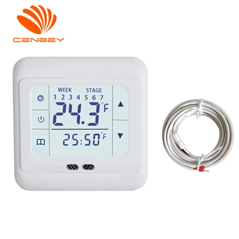 

Room Thermostat Underfloor heating Digital Thermostat with floor sensor Touch Screen smart heating controller Programmable 16A