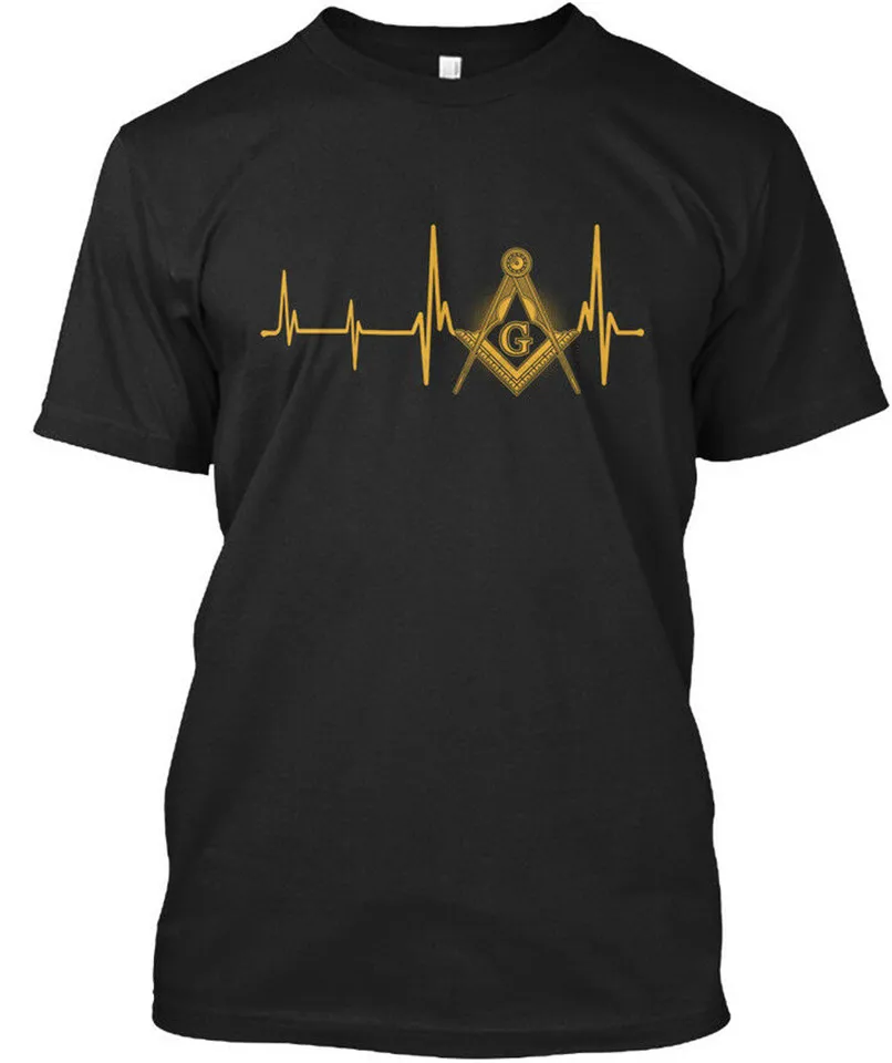 Masonic Heartbeat Freemason T-shirt брендовая одежда футболка | Мужская