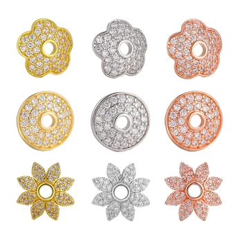 

Juya 5PCS DIY Needlework Jewelry Accessories 8mm 10mm 12mm Round Flower Spacer Bead Caps For Bracelets Earrings Making Supplies