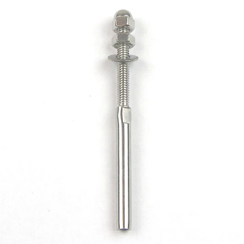 10 pcs Stainless Steel Cable Railing End Fitting Terminal- Stud End Fitting- Right Hand Swage- 1/8 INCH Cable- Hand Rail- Dec