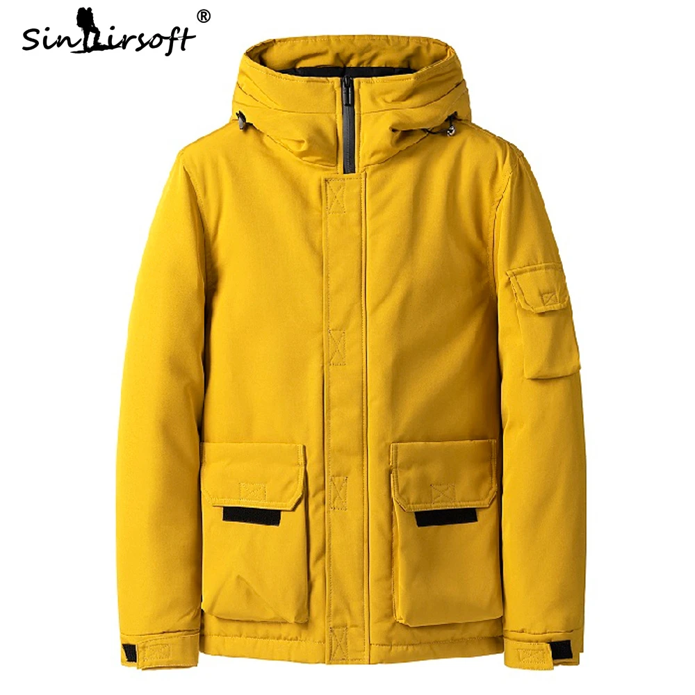 

New Polyester Patchwork Coat Men Hooded Design Big Pockets Men's Top Fashion Clothing Hot Male Slim Fit 2019 Winter Down Jacket
