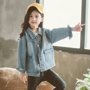 

Denim Jackets For Girls Kids Fashion Coat 2020 Spring Autumn Long Sleeve Button Jean Jackets Outerwear Girls Tops Outwear