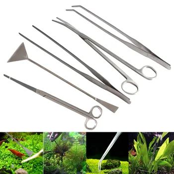 

Newly Long Stainless Steel Aquarium Tank Tweezers Scissors Set Plant Spatula Tool BN99