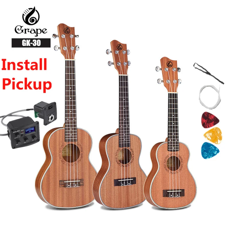 Укулеле 21 24 26 дюймов Sapele Mini Electri концертная акустическая гитара для тенниса 4