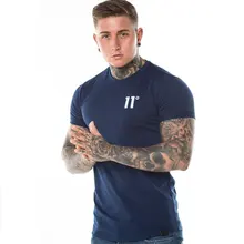 Мышцы Брат 11 градусов бренд Для мужчин спортивные Фитнес и надписью «Для мужчин спорт круглый вырез горловины тренд чистый хлопковая футболка