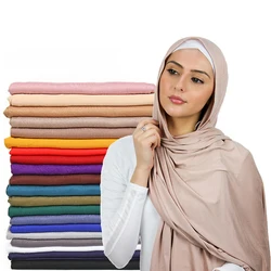 170cmx60cm Fashion Modal Cotton Jersey Hijab Scarf Long Muslim Shawl Plain Soft Turban Tie Head Wraps For Women Africa Headband