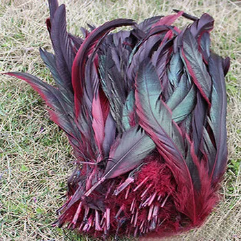 

wholesale natural 50pcs/lot Bordeaux red Beautiful Rooster feathers 27 to 35cm 11 To 14Inch
