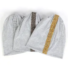 Женские золотые стразы повседневные шапочки весенние шапочки из хлопка мешковатые зимние теплые шапки для ушей женские шапочки