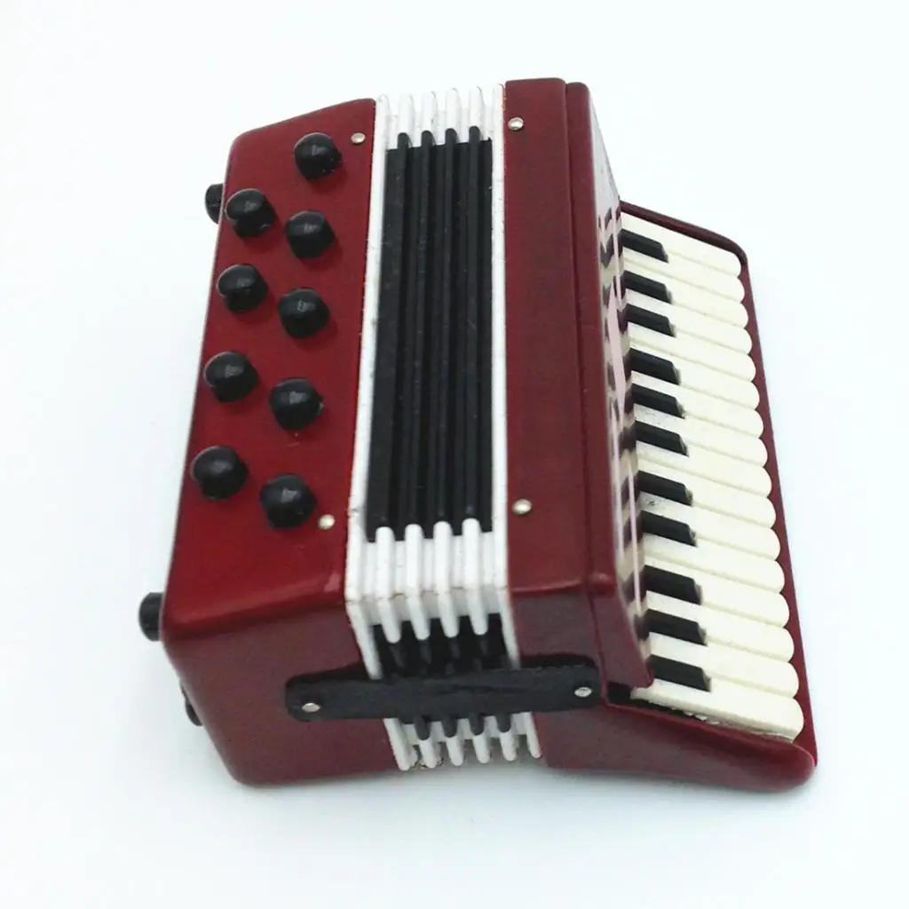 1//12 Dollhouse Wooden Accordion Miniature Musical Instruments Model Toys