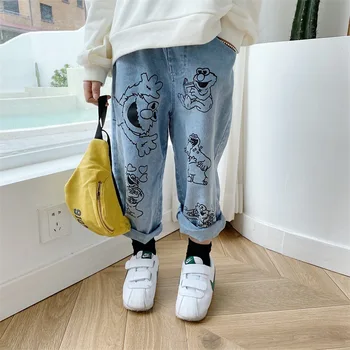 

2020 Korea style baby girls boys denim pants fashion spring kids jean pants 3-8t