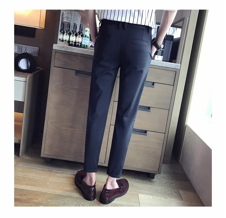 Men Trousers Casual White Nine-point Feet Slim Breathable Comfortable Business