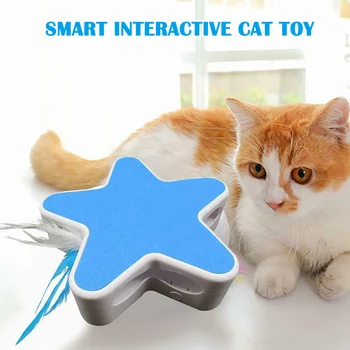 

HOT Smart Interactivity Cats Toy Star Feather Cats Box 360 Degree Rotation Electric Funny Stick Pet Toy TI99