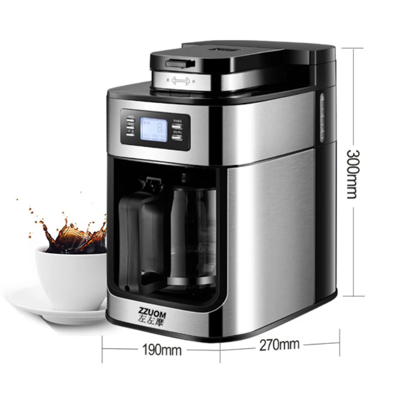 1.2L кафе американская капельная Кофеварка ЖКД сохранение тепла Bean Точильщик Бытовая свежая шлифовальная кофемашина