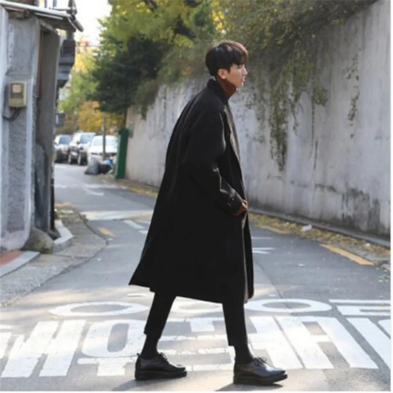 M-XL!Overcoat long design wool coat woolen outerwear male loose wool coat male brief