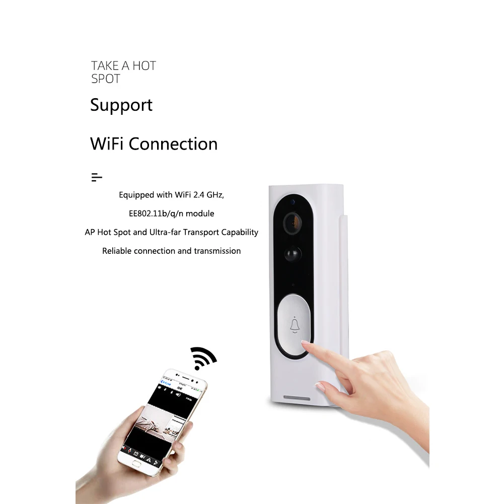 

M13 Video Easy Install Smart Anti-theft Security Remote Monitoring Two-way Intercom Wireless Doorbell WIFI Visible ABS Home