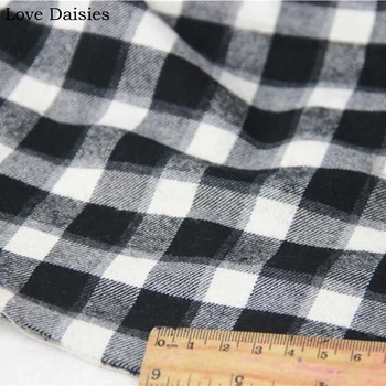 

BLACK WHITE Big Check Brushed Polyester/Cotton Yarn Dyed Fabric for Spring Apparel Blouse Shirt Dress Patchwork Craft Textile