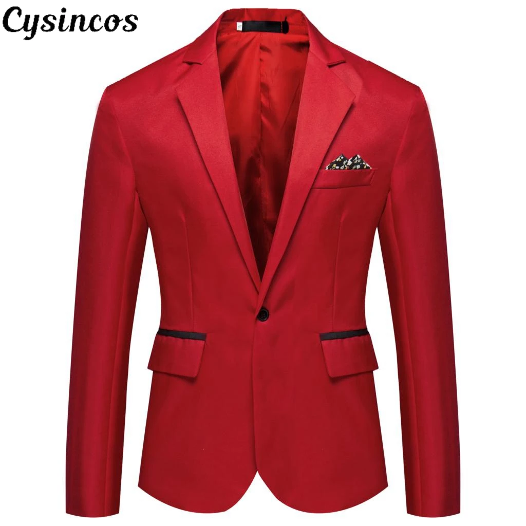 

CYSINCOS Quality Brand Men Blazers Men's Tuxedos Formal Occasions Coat Fashion Slim One Button Blazer Men's Business Blazers