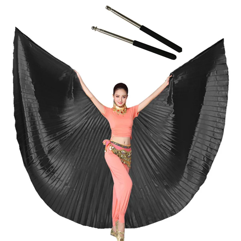 Танец живота Isis Крылья со свободными телескопическими палочками аксессуары для взрослых женщин Болливуд Восточный Египет египетские крылья индийский костюм - Цвет: Black