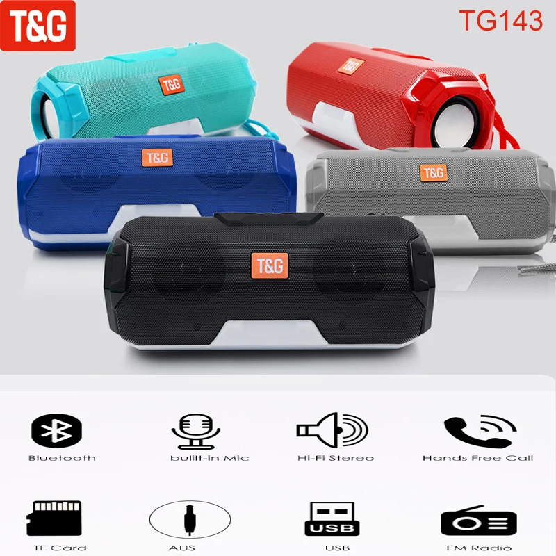 Bluetooth-Колонка T & G TG143 со светодиодной подсветкой водонепроницаемая |
