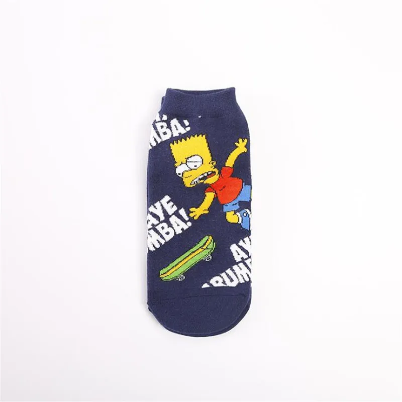Модные милые носки-башмачки с героями мультфильма Симпсоны; забавные короткие женские носки с изображением собаки, кота, кавайных животных; короткие носки для счастливой девочки; короткие носки для девочек