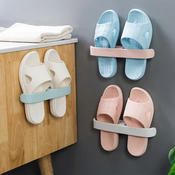 

Hanging Type Fold Shoe Rack Avoid Nail Slipper The Shelf Household Simple And Easy Nothing Trace Paste Type Shoes Accept Frame