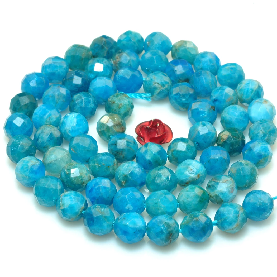Apatite 3 мм 6 мм 8 мм бусы с натуральными драгоценными камнями круглая огранка для серебра 925 ювелирные изделия ожерелье серьги браслет 15 дюймов ICNWAY