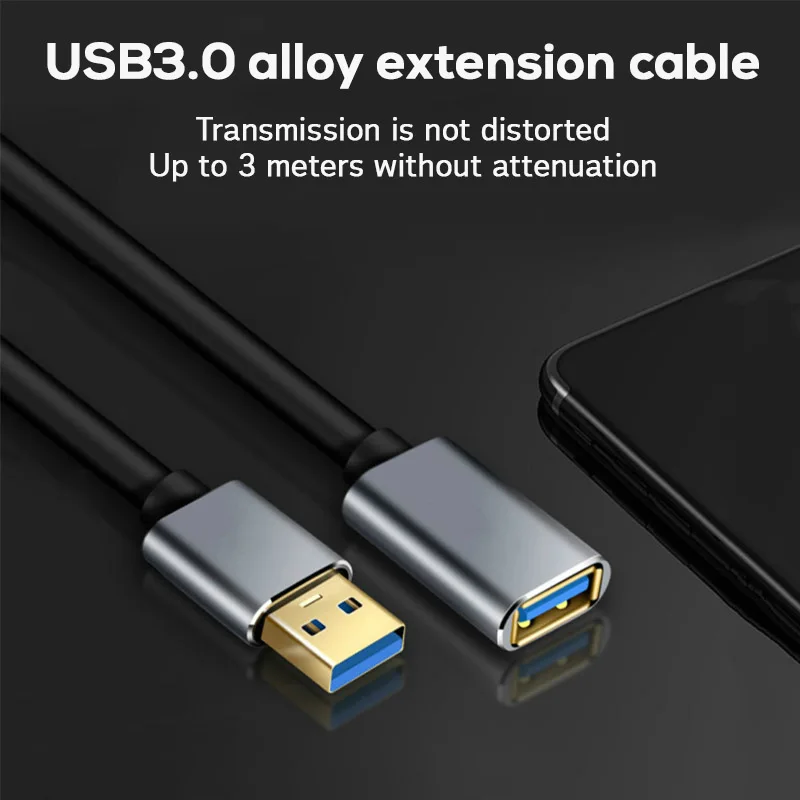 Удлинительный Кабель USB 3 0 для IPhone 7 8 Plus X XS Max Samsung S10 Note 10 50 см 1 м|Кабели MP3/MP4-плееров|