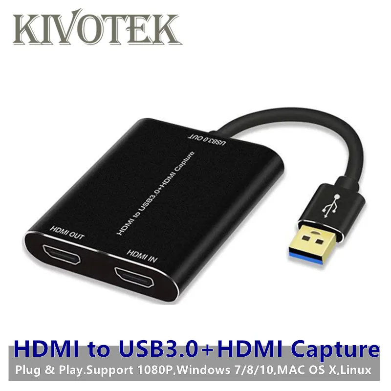 1080p HDMI к USB3.0 + Hdmi карта захвата Usb3.0 PS4 зуб тигра Live OBS консоль игры - Цена: 