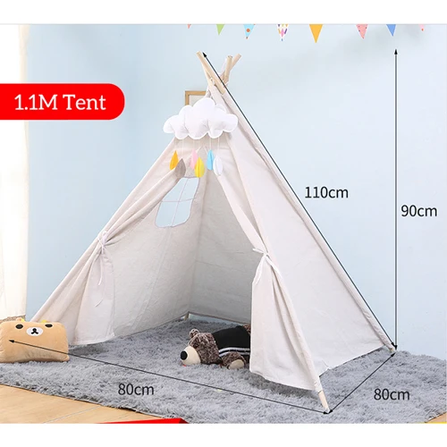 Детская палатка принцесса Типи Крытый игровой дом индийский шатер игрушечный дом складной шатер индийский вигвам детская палатка - Цвет: White Tent