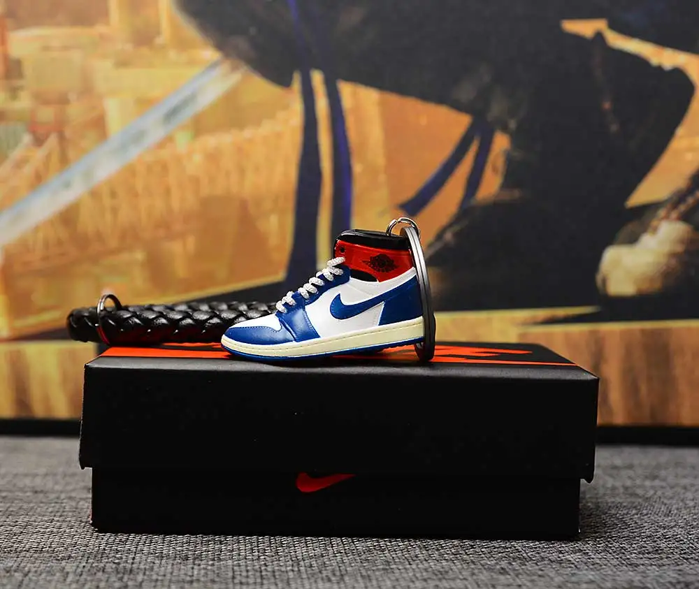 a shoe w rope Дропшиппинг aj1 offwhite Chicago Unc брелок в виде кроссовка Air Jordan 1 3D мини-кроссовки запатентованный спортивный обувной брелок с кроссовком - Цвет: a shoe w rope