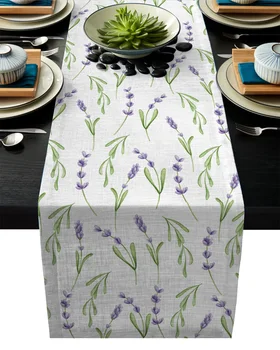

Spring Purple Flower Lavender Modern Table Runners Cloth Holidays Party Wedding Decoration Table Runner Dining Table Cover