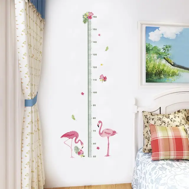 Flamingo Magasság Mérés Diy Wall Matricák Gyerekszobáknak Otthoni Dekoráció Rajzfilm Állatok Növekedési Diagram Fali Pvc Falfestmény Art - Image 5